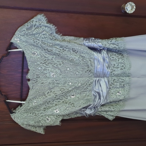 Dancing Queen Sparkly Sequin Lace Gray Short Sleeve Maxi Formal Dress Size 3XL - Picture 8 of 10